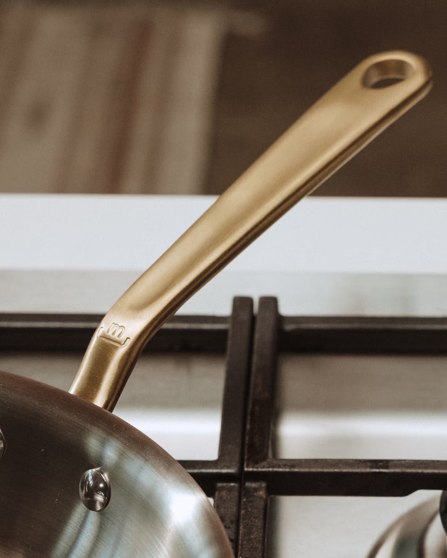 MADE IN® Stainless Clad Fry Pan: 8", Antique Brass Handle