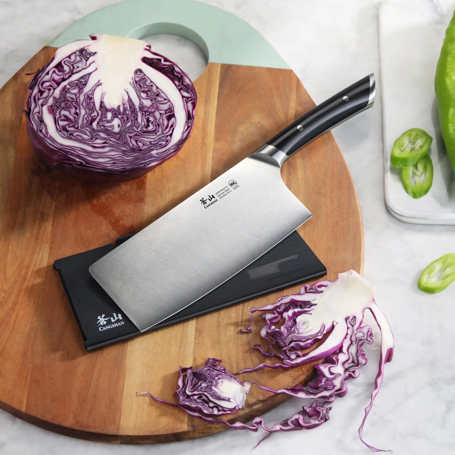 Cangshan Helena 7" Vegetable Cleaver w/ Sheath, Black