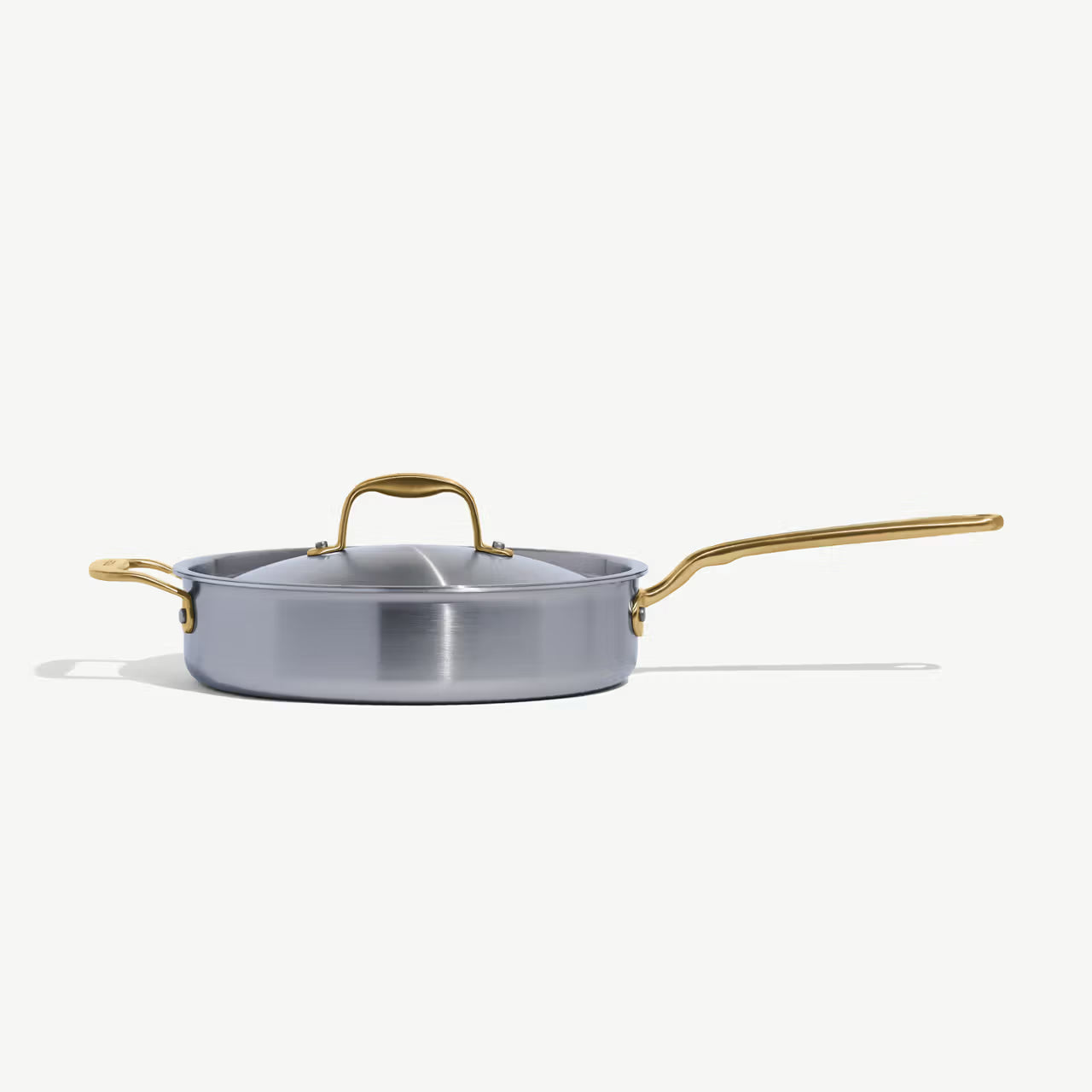 MADE IN® Stainless Clad Saute Pan with Lid: 3.5 QT, Antique Brass Handle