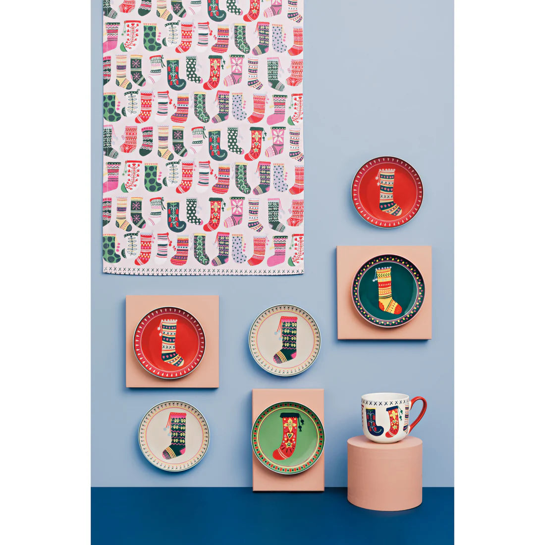 NOW Designs Mug and Dishtowel Set: Winter Woolens