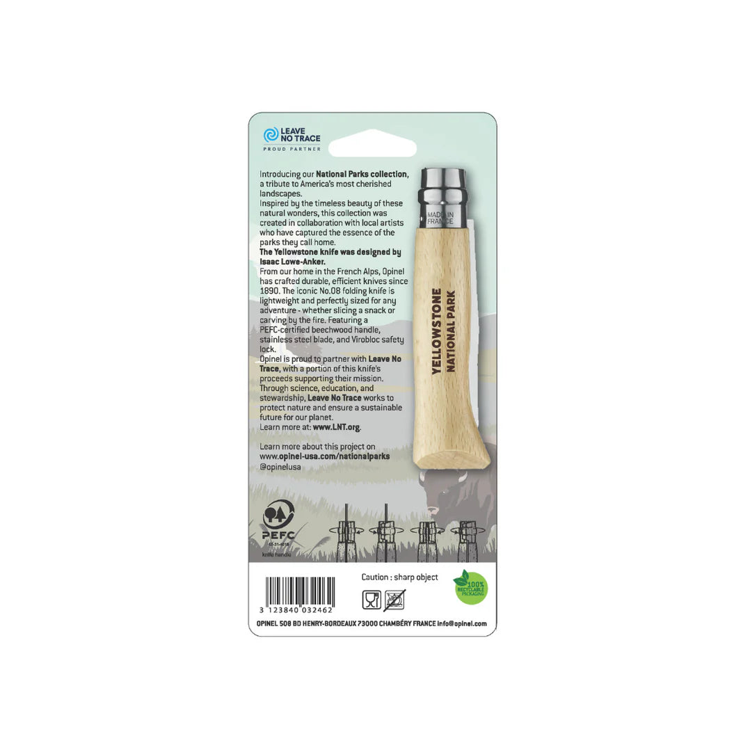 Opinel N°8 Stainless Steel Pocket Knife: National Parks Collection, Yellowstone