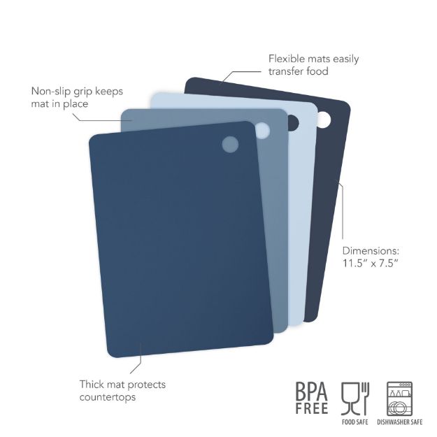 Tovolo Small Cutting Mats (Set of 4): Blues