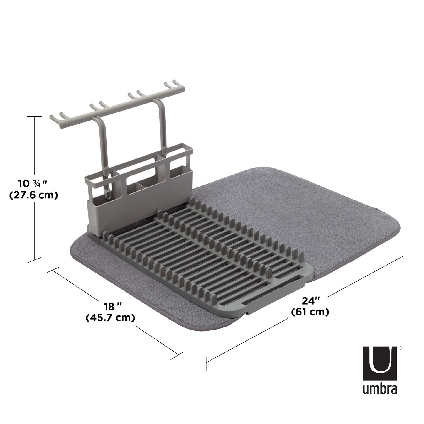 Umbra Udry Dish Rack & Utensil Caddy with Drying Mat