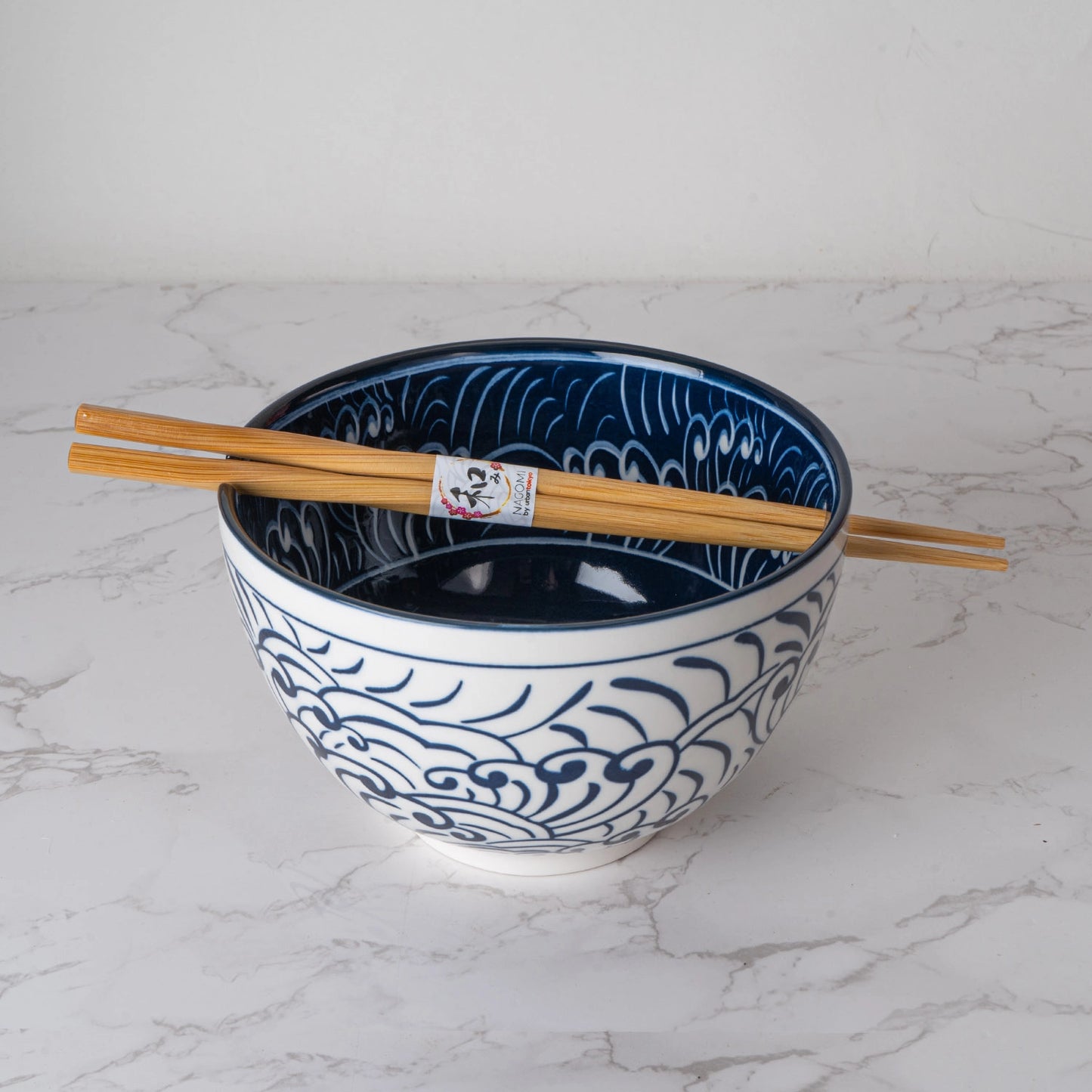 Urban Tokyo Noodle Bowl with Chopsticks: 20 oz, Nami Waves