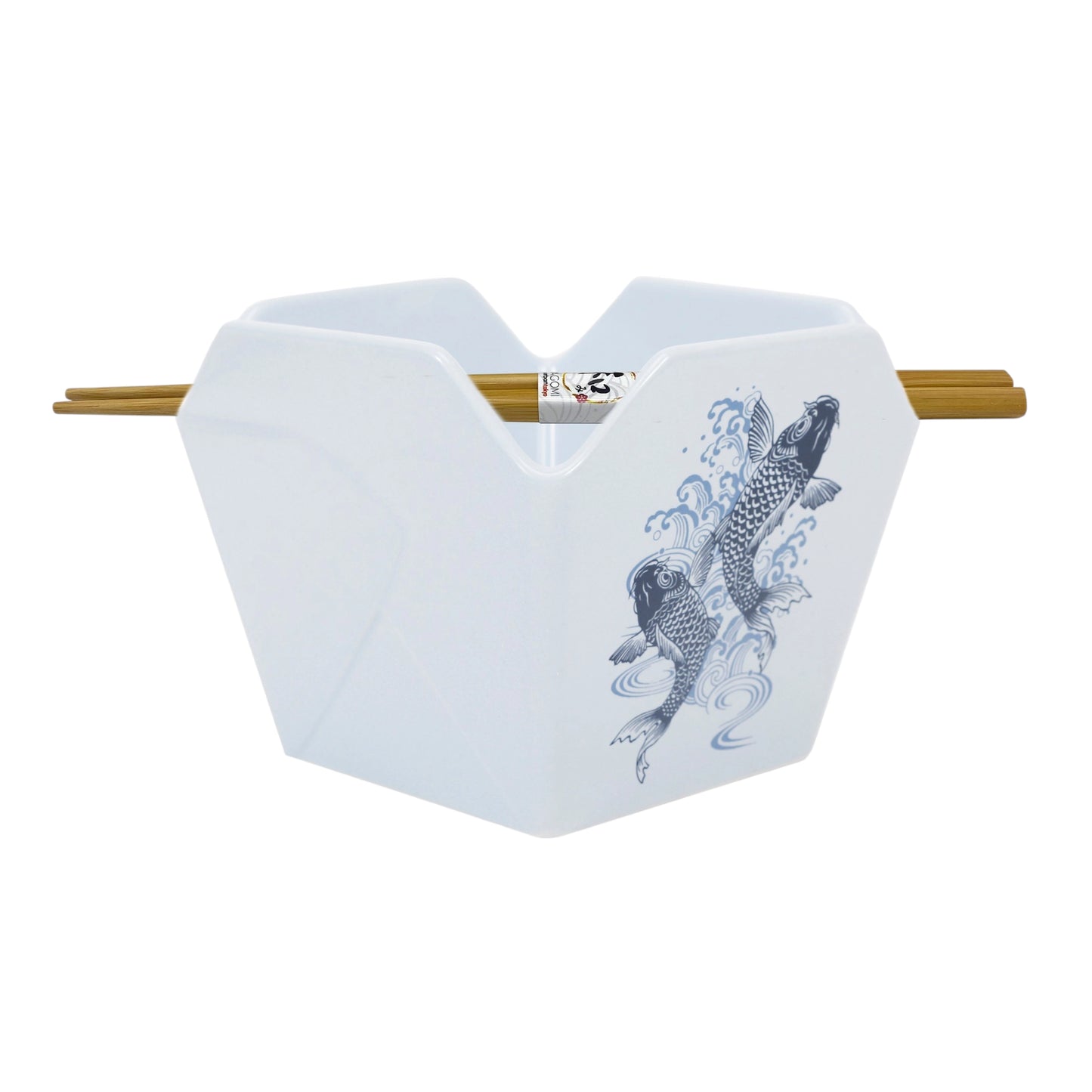 Urban Tokyo 'Takeout' Noodle Bowl with Chopsticks: 16 oz., Koi Fish