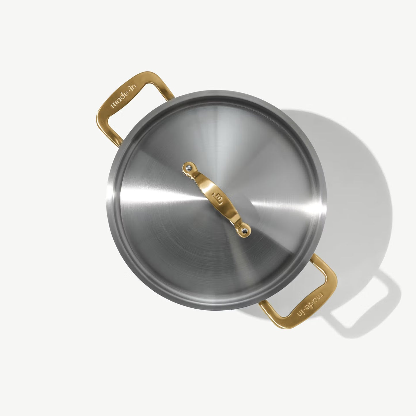 MADE IN® CeramiClad™ 2.0 Non-stick Stock Pot with Lid: 8 QT, Antique Brass Handle