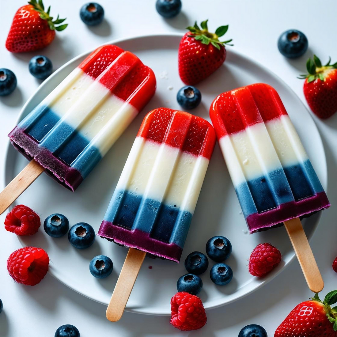 Patriotic Fruit Popsicles