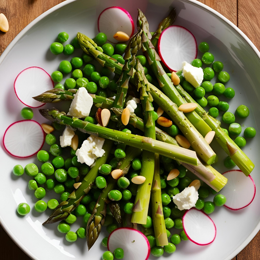 Spring Pea & Asparagus Salad with Basil Oil Vinaigrette