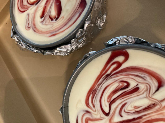 Individual sized Pomegranate Cheesecake