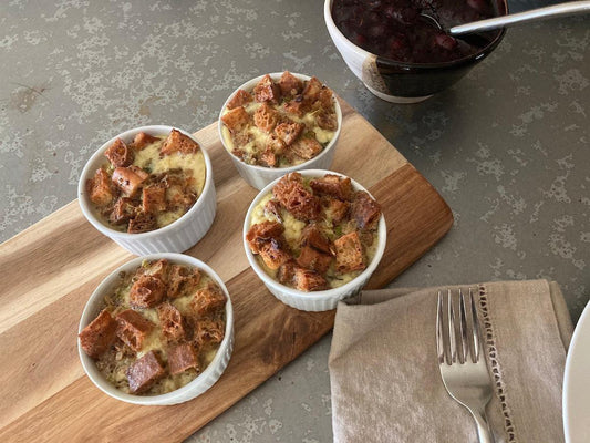 Individual "Stuffing" Savory bread puddings