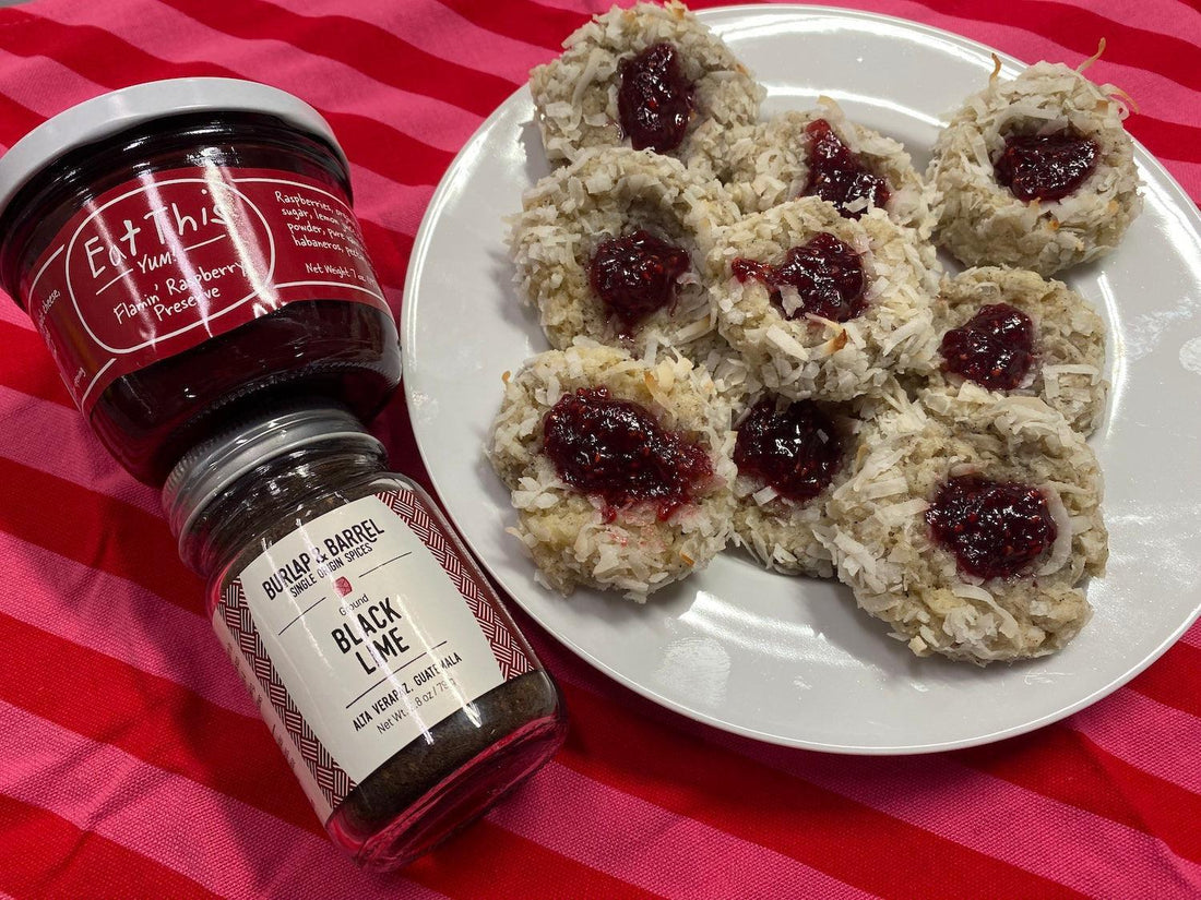 Raspberry and Black Lime Coconut Drops
