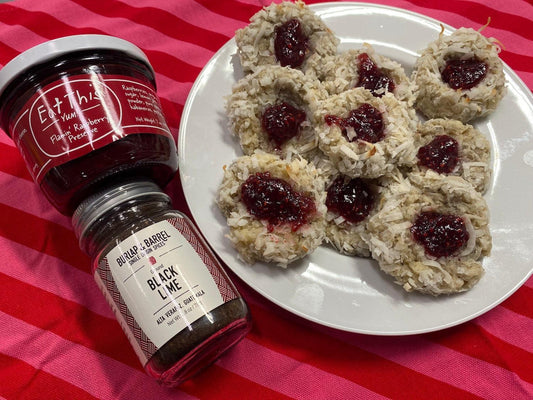 Raspberry and Black Lime Coconut Drops