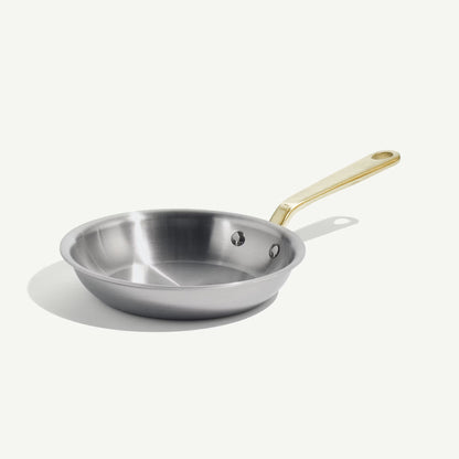 MADE IN® Stainless Clad Fry Pan:  8", Antique Brass Handle