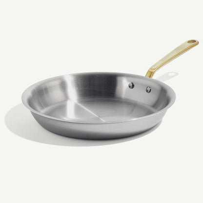 MADE IN® Stainless Clad Fry Pan: 12", Antique Brass Handle