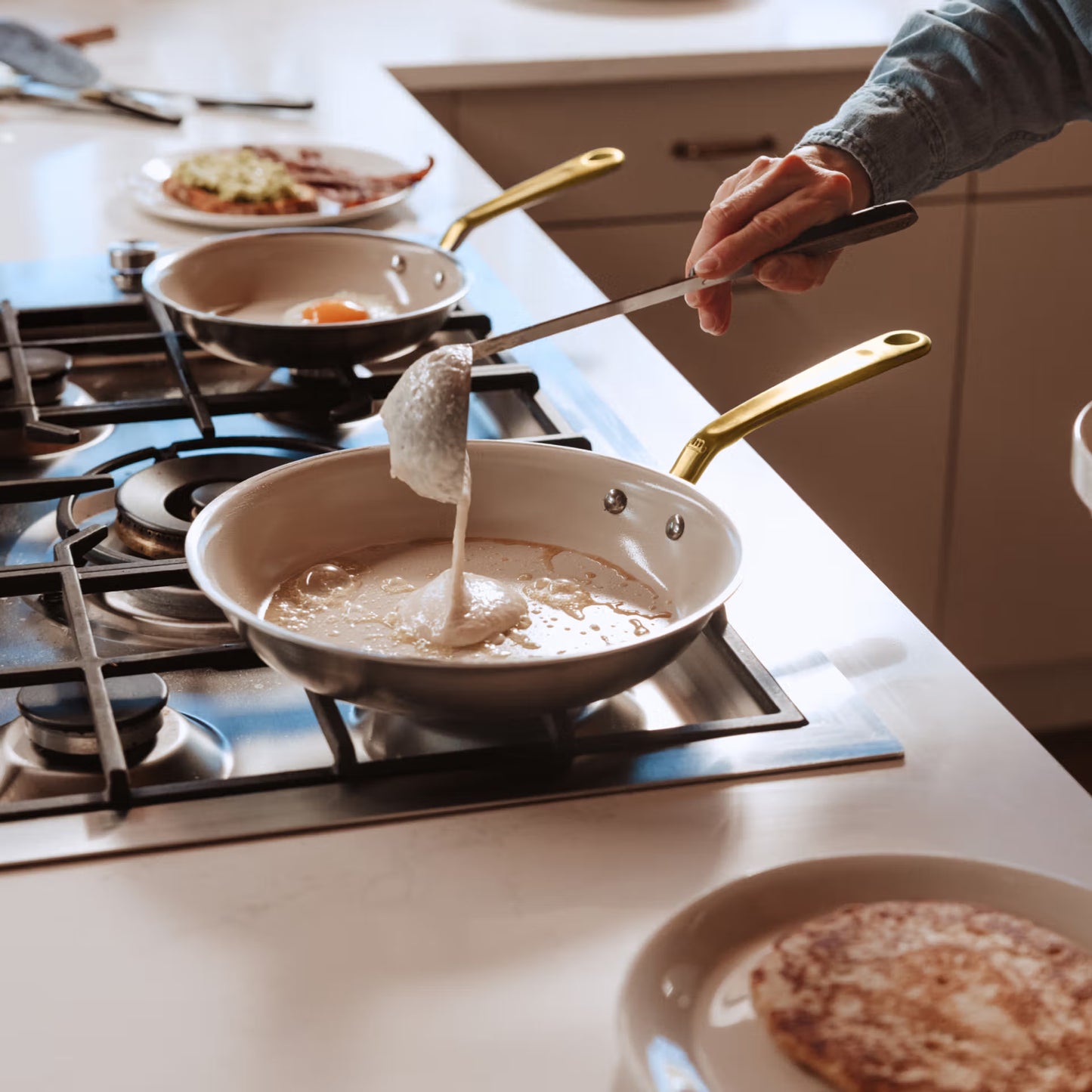 MADE IN® CeramiClad™ 2.0 Non-stick Fry Pan: 12", Antique Brass Handle