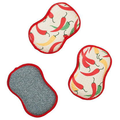 Once Again Home Sponges (Set of 3): Chili Peppers, Antique White