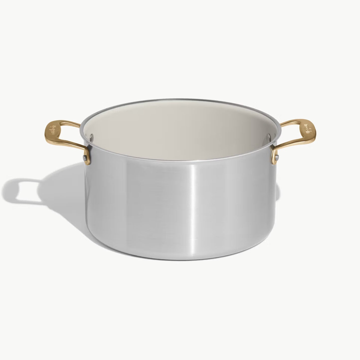 MADE IN® CeramiClad™ 2.0 Non-stick Stock Pot with Lid:  8 QT, Antique Brass Handle