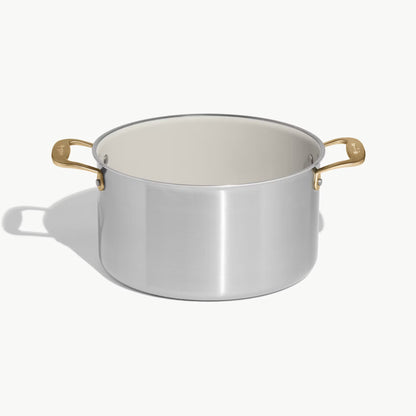 MADE IN® CeramiClad™ 2.0 Non-stick Stock Pot with Lid:  8 QT, Antique Brass Handle