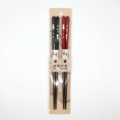Urban Tokyo Chopsticks (Set of 2): Red & Black Cats