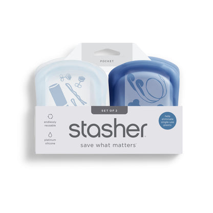 Stasher Pocket (Set of 2): Clear + Deep Ocean