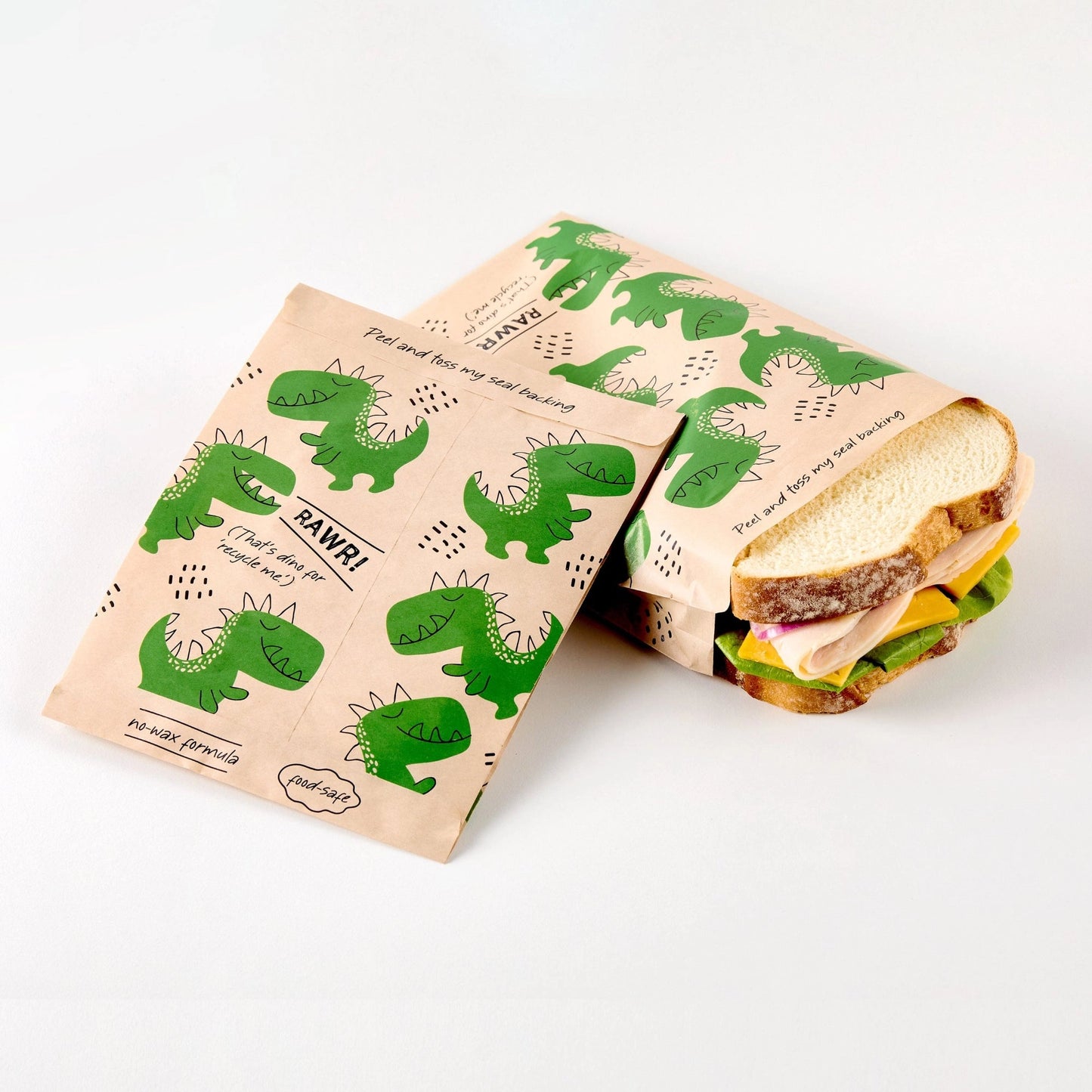Stasher Recyclable Paper Sandwich Bags (50-count): Dinosaur