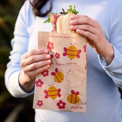 Stasher Recyclable Paper Sandwich Bags (50-count): Bee