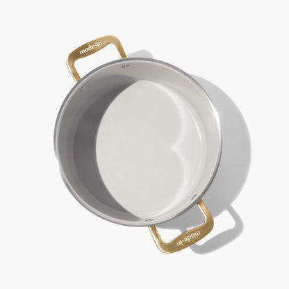MADE IN® CeramiClad™ 2.0 Non-stick Stock Pot with Lid:  8 QT, Antique Brass Handle