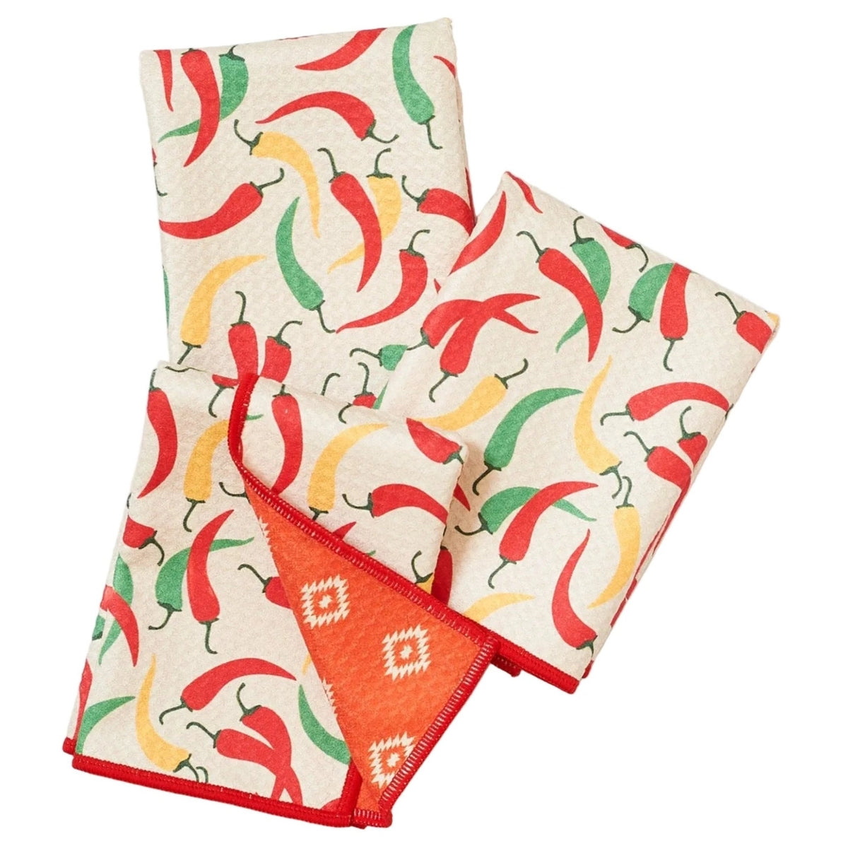 Once Again Home Mighty Mini Towel (Set of 3): Chili Peppers, Antique White