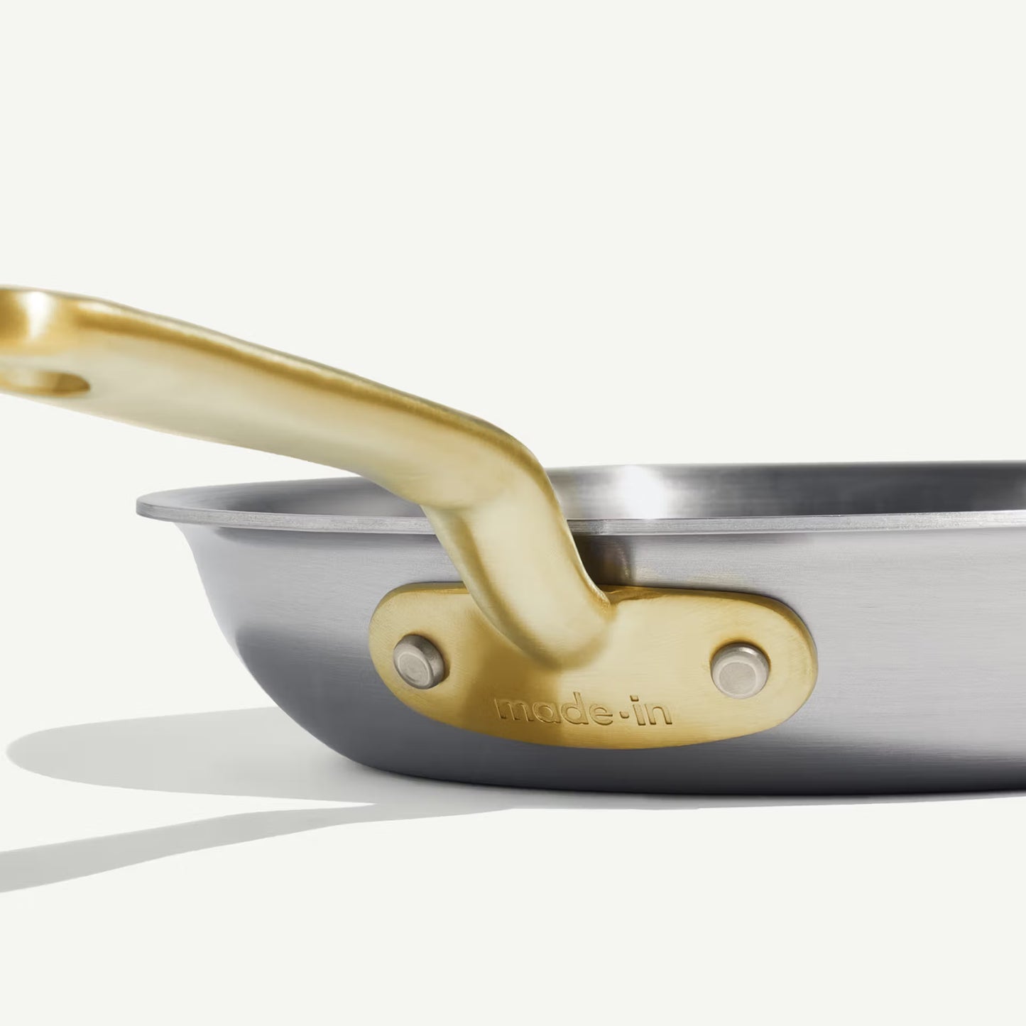 MADE IN® Stainless Clad Fry Pan:  8", Antique Brass Handle