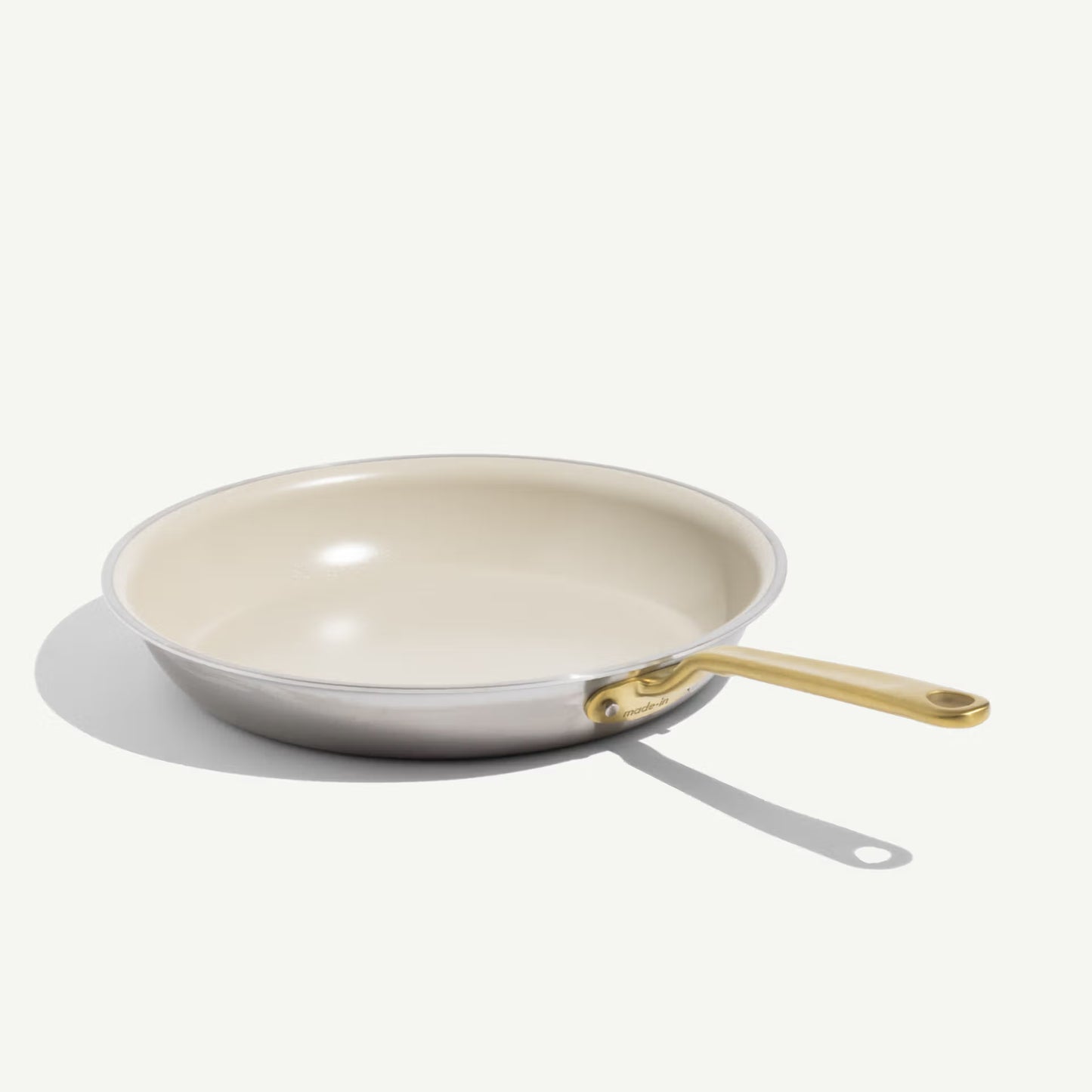 MADE IN® CeramiClad™ 2.0 Non-stick Fry Pan: 12", Antique Brass Handle