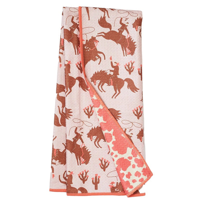 Once Again Home Anywhere Towel, Reversible: Rodeo, Coral