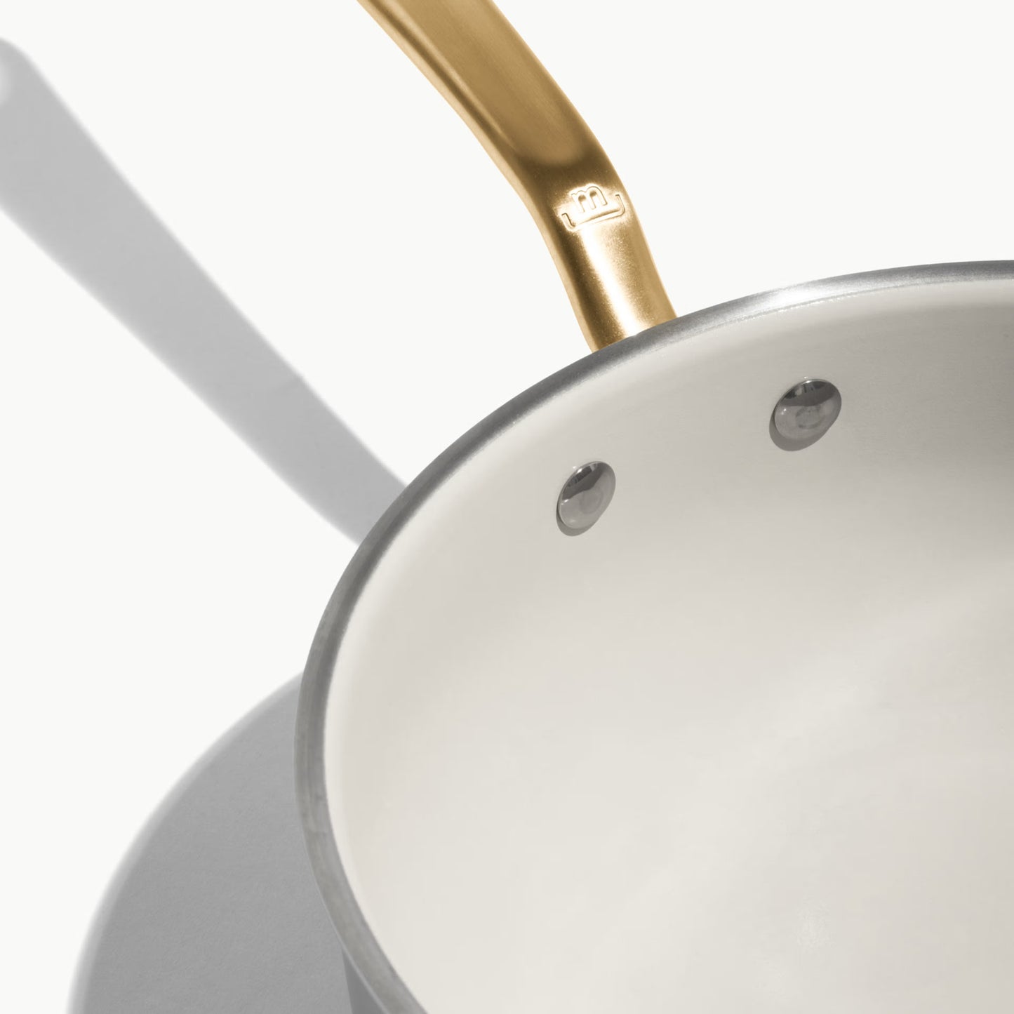 MADE IN® CeramiClad™ 2.0 Non-stick Saucier with Lid: 3 QT, Antique Brass Handle