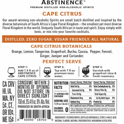 Abstinence Spirits Cape Citrus NA Spirit Alternative