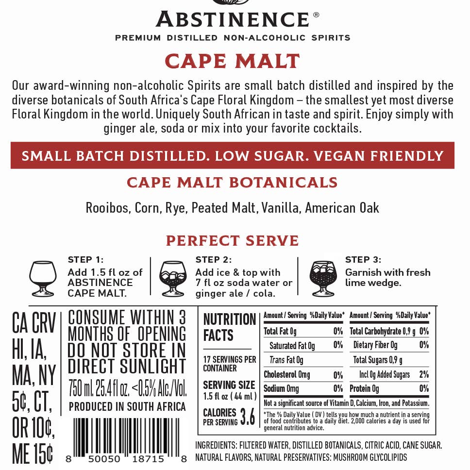Abstinence Spirits NA Whiskey Alternative