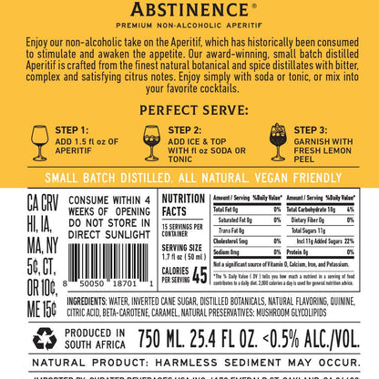 Abstinence Spirits Nonalcoholic Lemon Aperitif