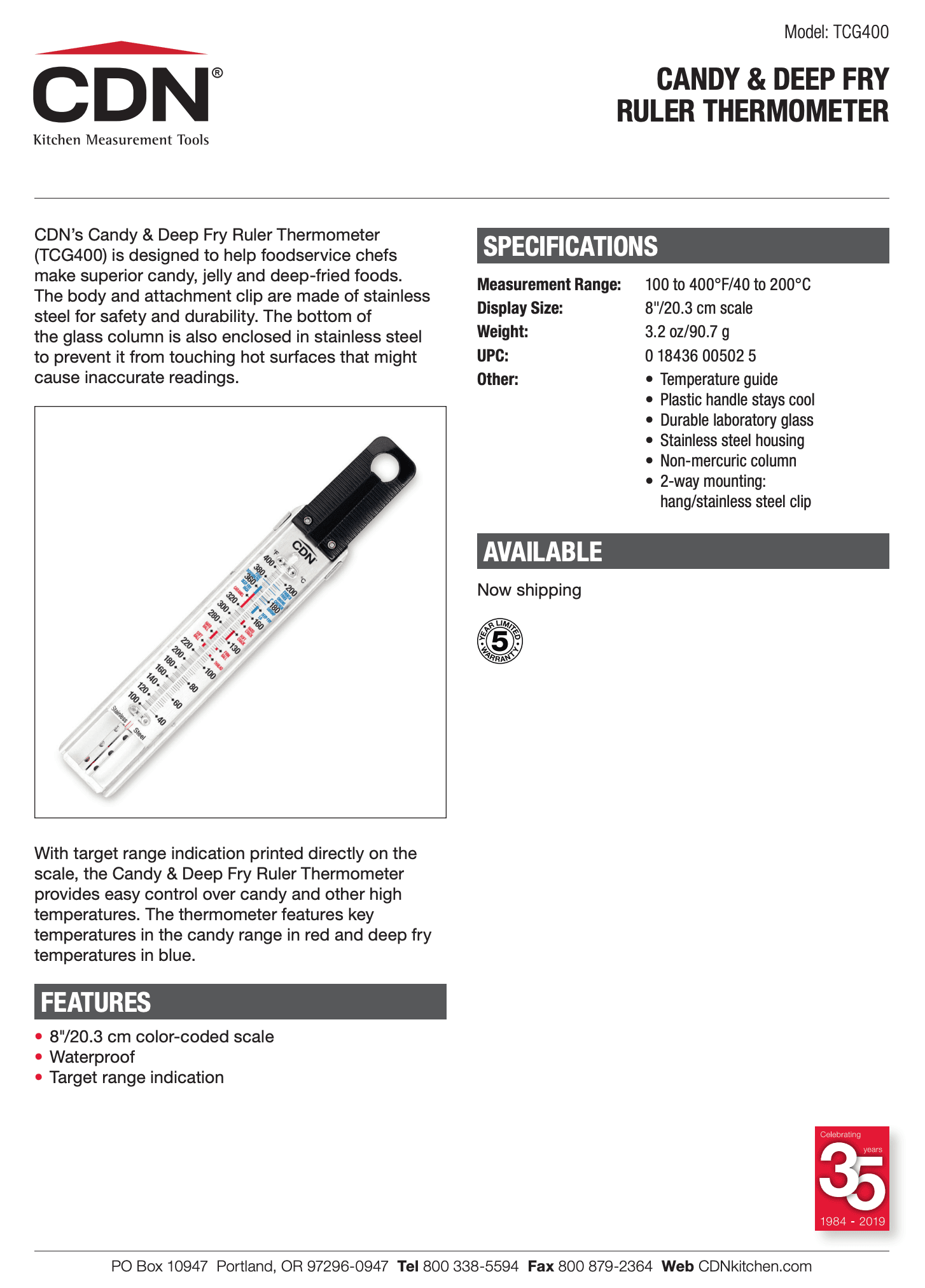 CDN Candy & Deep Fry Ruler Thermometer