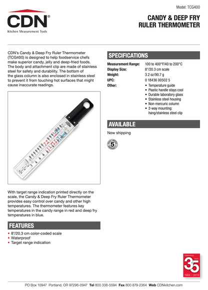 CDN Candy & Deep Fry Ruler Thermometer