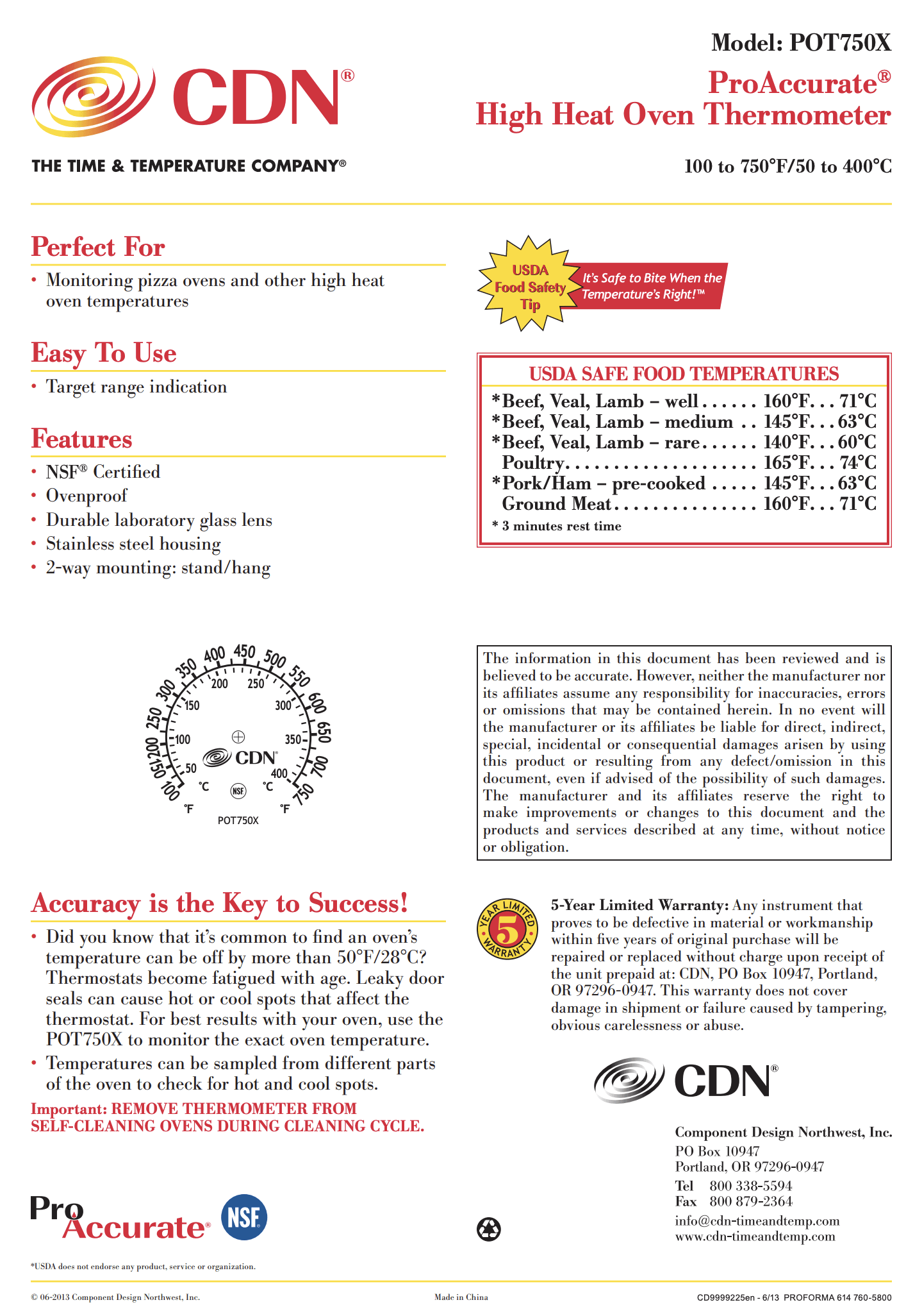 CDN High Heat Oven Thermometer