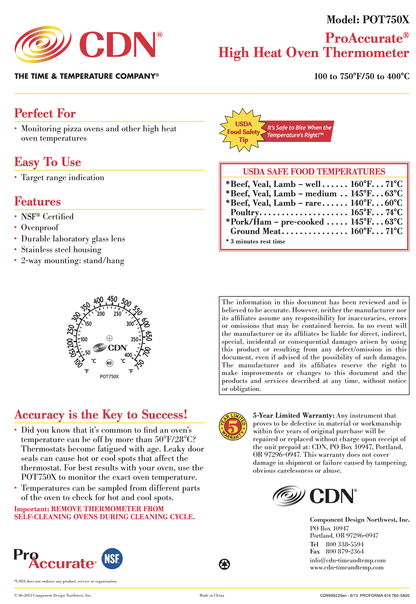 CDN High Heat Oven Thermometer
