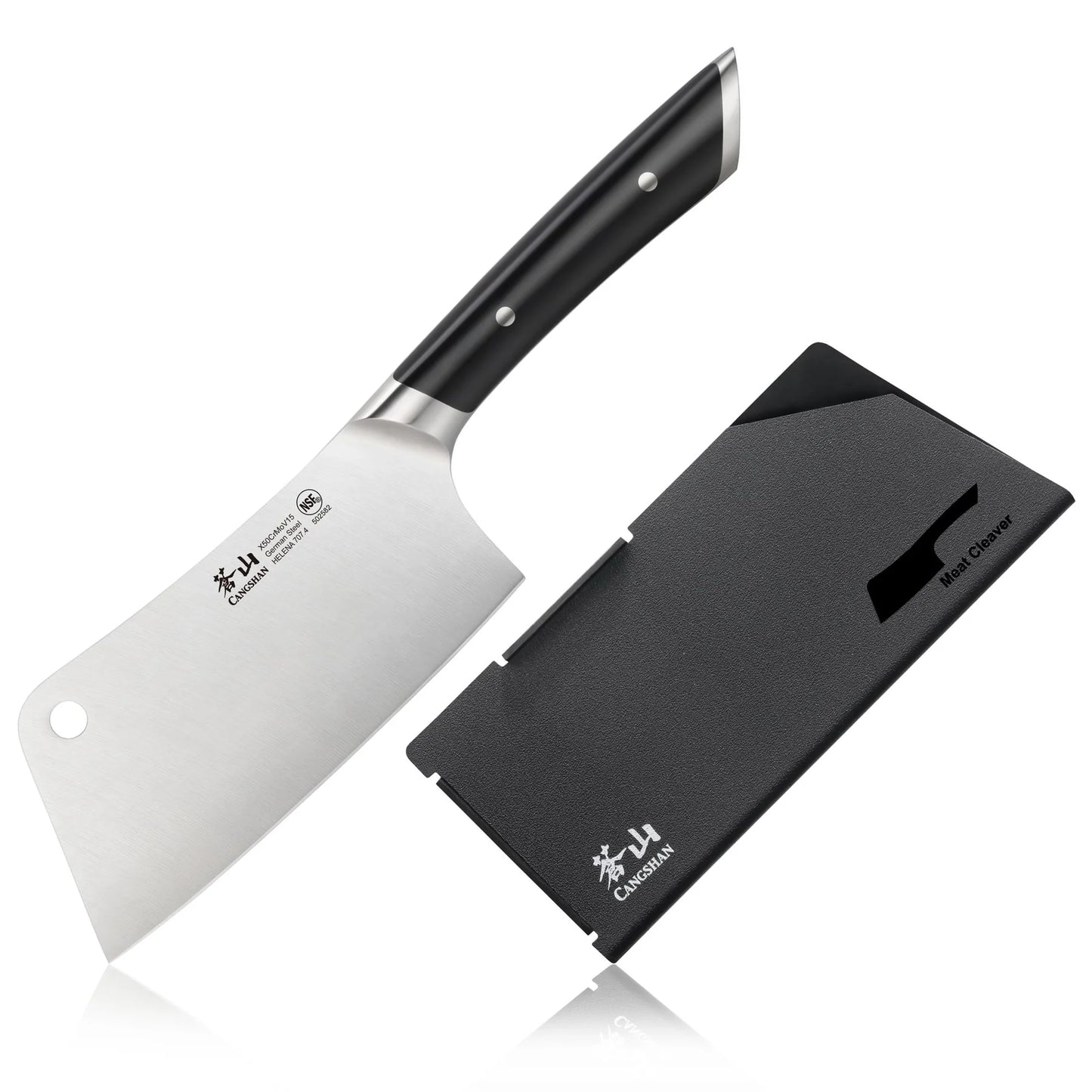 Cangshan Helena 7" Meat Cleaver w/ Sheath, Black