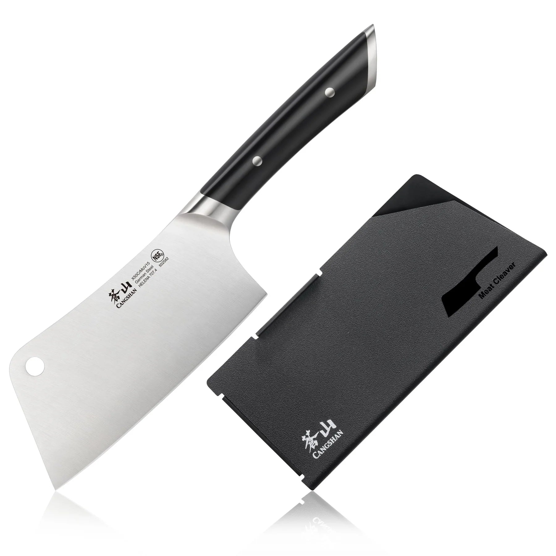 Cangshan Helena 7" Meat Cleaver w/ Sheath, Black