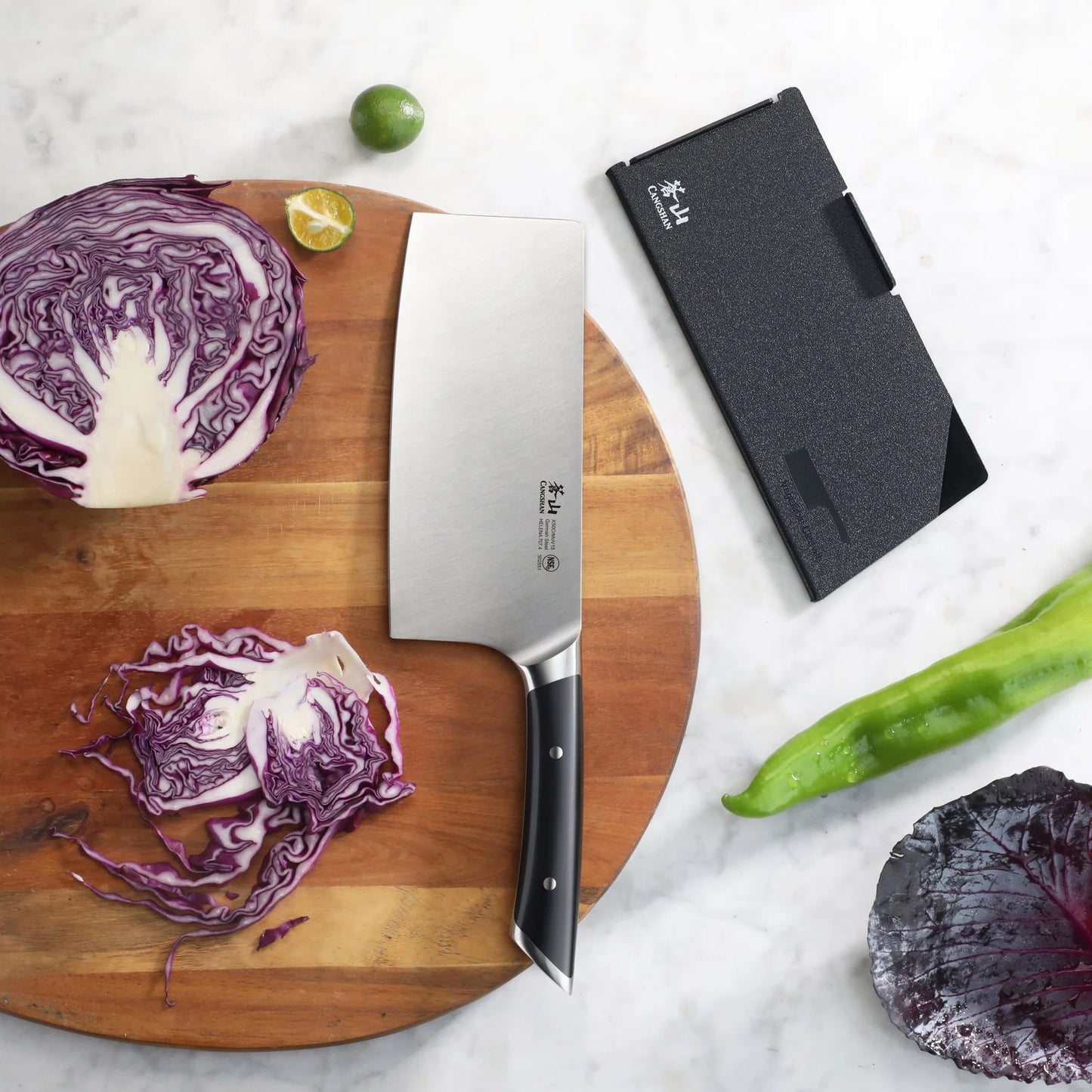 Cangshan Helena 7" Vegetable Cleaver w/ Sheath, Black
