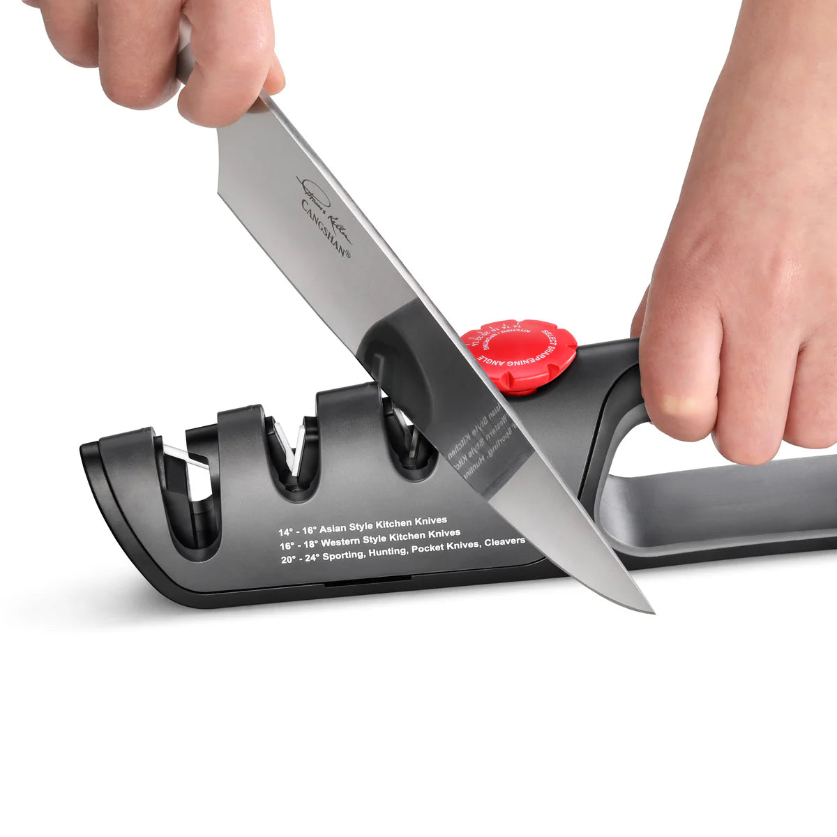Cangshan Professional Knife + Scissor Sharpener, 3-Stage Adjustable 14-24 Degree
