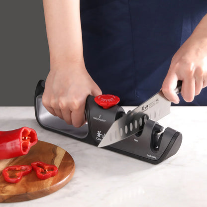 Cangshan Professional Knife + Scissor Sharpener, 3-Stage Adjustable 14-24 Degree