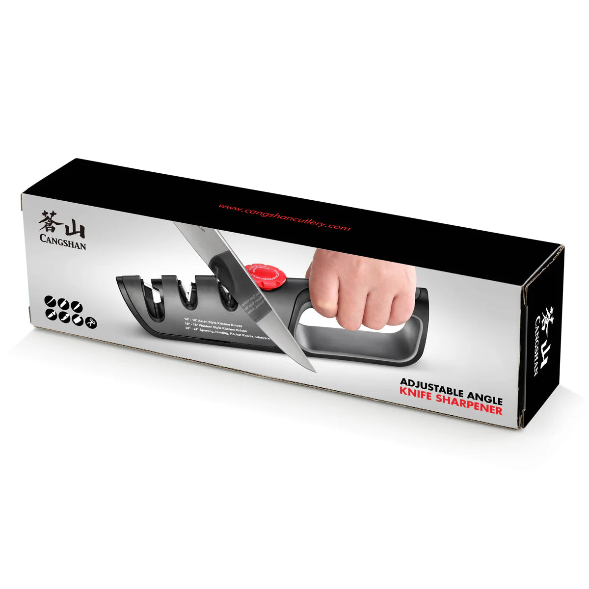 Cangshan Professional Knife + Scissor Sharpener, 3-Stage Adjustable 14-24 Degree