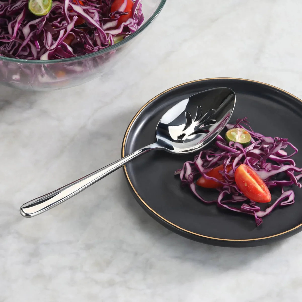 Cangshan Rain II Flatware: Forged Slotted Serving Spoon
