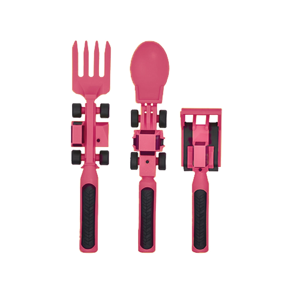 Constructive Eating Utensil Set: Construction, Pink