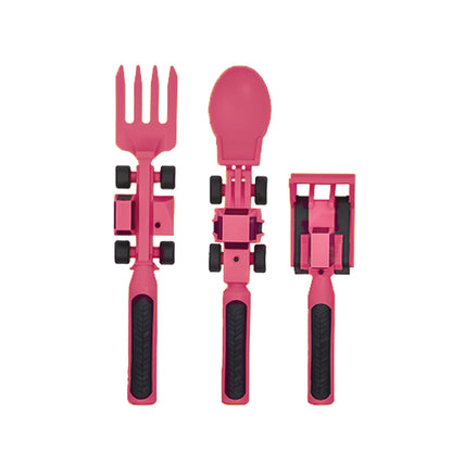 Constructive Eating Utensil Set: Construction, Pink