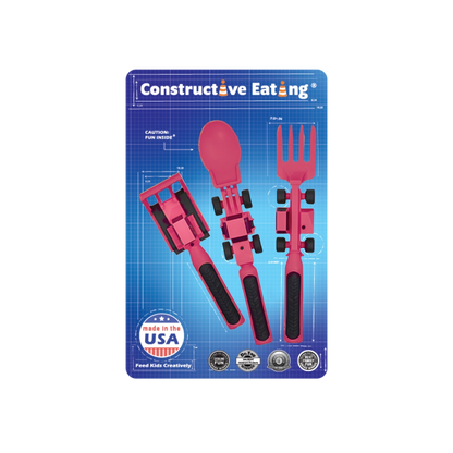 Constructive Eating Utensil Set: Construction, Pink
