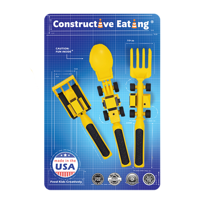 Constructive Eating Utensil Set: Construction, Yellow